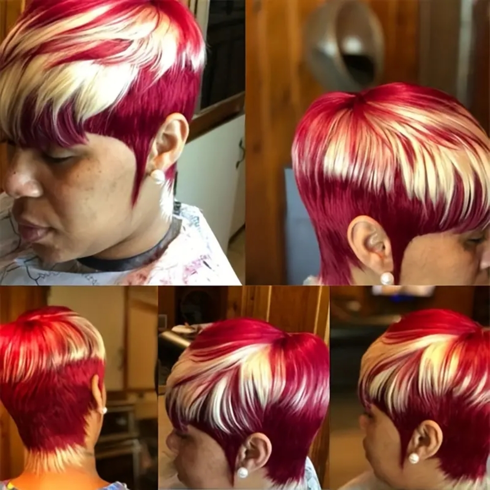 180% Density 99J/ 613 Layered Pixie Cut Wavy Short Human Hair Wigs with Band